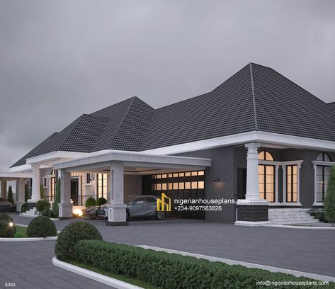 5 bedroom bungalow (Ref. 5303) - NIGERIAN HOUSE PLANS Nigerian Houses, Nigerian House Plans, 5 Bedroom Bungalow, Guest Wc, Round House Plans, Wallpaper Letter, Interiors Bedroom, Bedroom Bungalow, 5 Bedroom House Plans