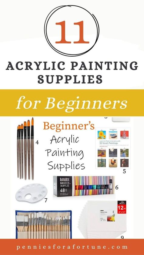 Want to tackle some DIY home decor projects but are new to acrylic painting? Check out my post that includes a list of essential acrylic painting supplies for beginners. Discover the tools, brushes, and paints you need to pursue this creative hobby. Whether you're into DIY home projects or simply want to explore a new artistic hobby, these basic supplies for acrylic painting will help you get started. Buy these essentials as a gift for DIYers and crafters! Painting Essentials For Beginners, Acrylic Painting Supplies, Painting Essentials, Diy Home Projects, Acrylic Paint Brushes, Art Painting Tools, Colorful Paintings Acrylic, Painting Courses, Diy Crafts For Adults