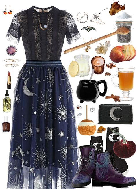 Practical Magic Outfit | ShopLook Victorian Witch Aesthetic Outfit, Work Witch Outfit, Magiccore Outfit, Practical Magic Witch Costume, Cosmic Outfit Aesthetic, Cosmic Witch Aesthetic Fashion, Practical Magic Clothes, Bohemian Witch Outfit, Dark Witch Core Outfits