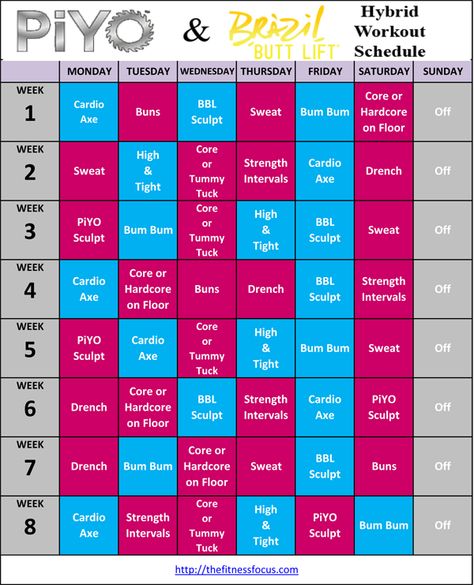 Summer Workout Schedule, Hybrid Workouts, Piyo Workout, Beachbody Workout, Toning Workout, Beachbody Programs, Brazilian Workout, Beachbody Workouts, P90x