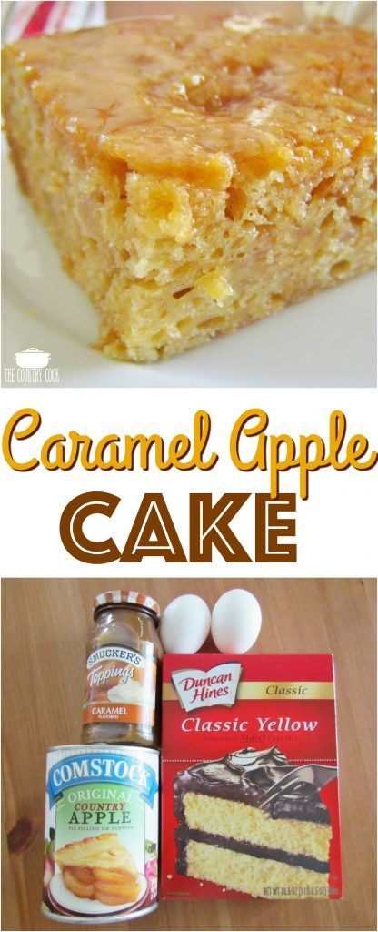 Easy Caramel Apple Cake recipe from The Country Cook #apple #cakes #recipes #ideas #desserts #cakemix Caramel Apple Cake Recipe, Caramel Recipe Easy, Apple Cakes, Caramel Apples Easy, Apple Cake Recipe, Caramel Apple Cake, Easy Caramel, Crunch Cake, Country Cook