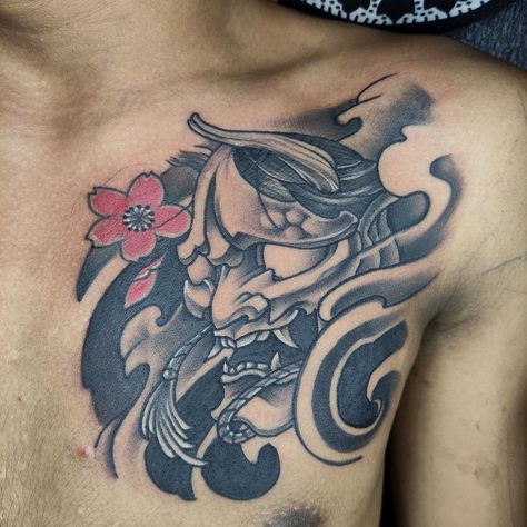 190+ Oni Mask Tattoo Designs with Meaning(2024) - TattoosBoyGirl Tattoo Dada Wanita, Tato Yakuza Design, Tattoo Di Dada Pria, Tattoo Dada, Tattoo Yakuza, Mask Tattoos, Tattoo Designs With Meaning, Oni Mask Tattoo, Designs With Meaning