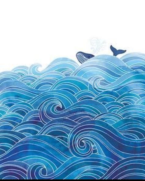 Seascape Mural Ideas, Wave Mandala, Childrens Wall Murals, Seni Mural, Wave Drawing, Arte Doodle, Seas The Day, Soyut Sanat Tabloları, 수채화 그림