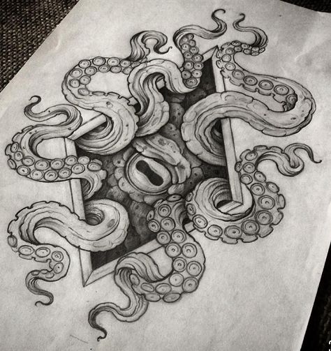 Octopus Sketch Tattoo, Octopus Tentacles Drawing, Tentacle Tattoo, Octopus Sketch, Octopus Drawing, Octopus Tattoo Design, Octopus Tattoos, Geometric Tattoo Design, Octopus Tattoo