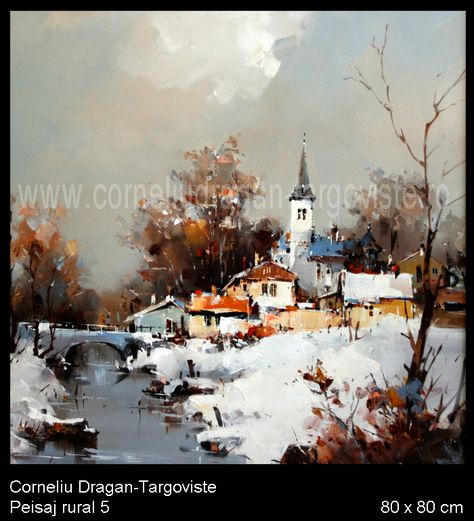 Corneliu Dragan 1 Peisaj Abstract, Winter Watercolor, Scenery Paintings, Architecture Painting, Winter Painting, Hur Man Målar, 수채화 그림, Watercolor Landscape Paintings, Watercolor Paintings Tutorials