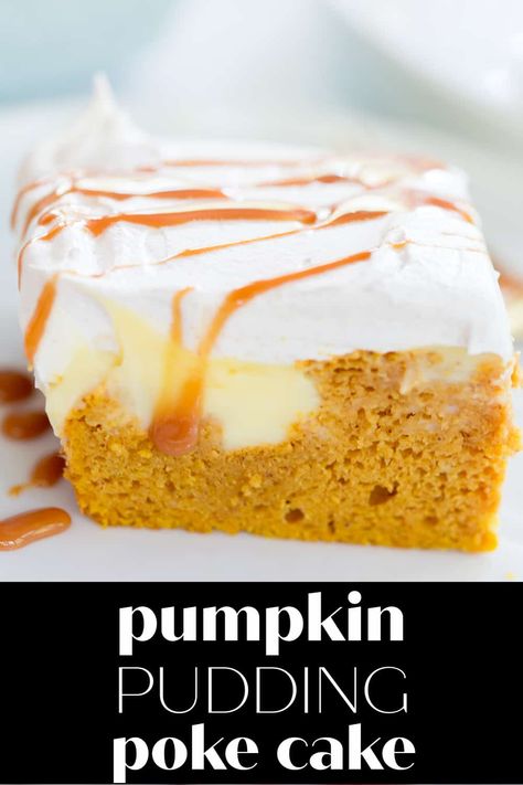 Pumpkin Poke Cake, Pudding Poke Cake, Dump Cake Pumpkin, Pumpkin Spice Donut, Pumpkin Pudding, Sugar Free Pudding, Yummy Desserts Easy, Pumpkin Cake Recipes, Poke Cake Recipes