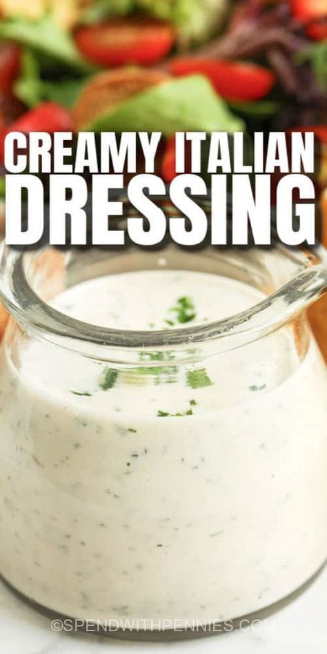 Creamy Italian Dressing doesn't have to come from a bottle. Our diy recipe tastes like the kraft or pizza hut versions, but without the preservatives and extra sugar! #spendwithpennies #creamyitaliandressing #dressing #dip #recipe #sauce #homemade #easy #pizzahut #best #diy Quick Ranch Dressing, Buttermilk Ranch Dressing Recipe, Dried Chives, Ranch Dressing Recipe Homemade, Hidden Valley Ranch Dressing, Dried Dill, Buttermilk Ranch Dressing, Dip Easy, Buttermilk Ranch