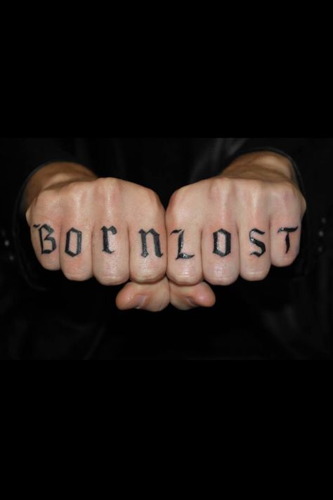 Born lost finger tattoo. Inside Finger Tattoo Men, Finger Word Tattoos, Word Finger Tattoos, Inside Finger Tattoos, Black Flash Tattoos, Knuckle Tattoo, Dark Tattoos, Knuckle Tattoos, Hand And Finger Tattoos