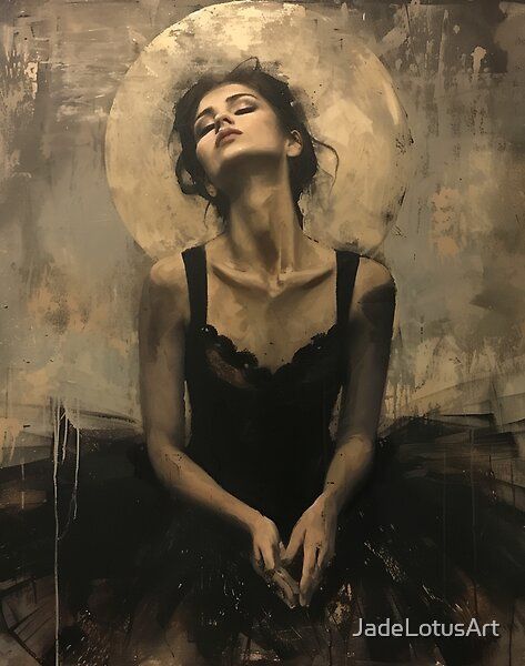 Dark & Moody Ballerina - Vintage Portrait Oil Painting by JadeLotusArt | Redbubble Moody Abstract Art, Dark Fantasy Painting, Moody Paintings, Ballerina Portrait, Ballerina Vintage, Moody Painting, Dark Paintings, Portrait Oil Painting, Vintage Portrait