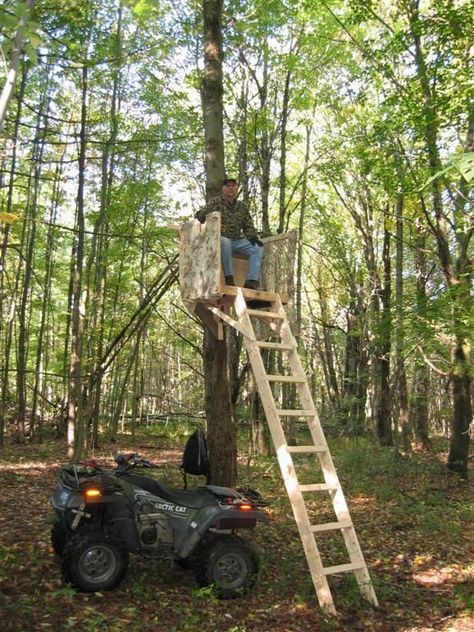 20 Free DIY Deer Stand Plans and Ideas Perfect for Hunting Season Diy Deer Stand, Homemade Tree Stand, Tree Stand Hunting, Deer Hunting Stands, Deer Stand Plans, Shooting House, Deer Feeders, Hunting Stands, Deer Blind