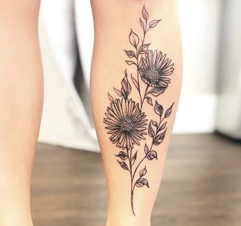 september birth flower Aster Flower Tattoo, Aster Tattoo, Aster Flower Tattoos, Button Tattoo, Barcode Tattoo, September Birth Flower, Love Patience, Awareness Tattoo, Tattoos Infinity