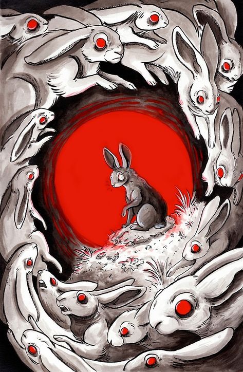 Watership Down by linseedling Reka Bentuk Grafik, Arte Indie, Watership Down, Rabbit Art, Bunny Art, Arte Obscura, Scary Art, Creepy Art, Weird Art