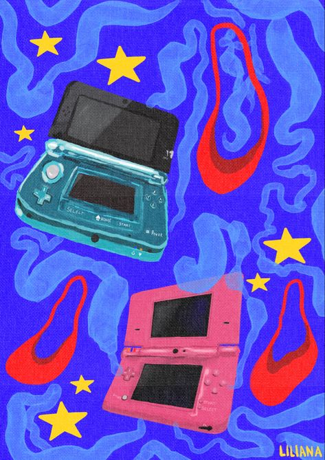 Nintendo Ds Drawing, N64 Aesthetic, Nintendo Painting, Nintendo Ds Aesthetic, Old Nintendo, Nintendo Dsi, Nintendo 2ds, Nintendo Sega, Ds Games