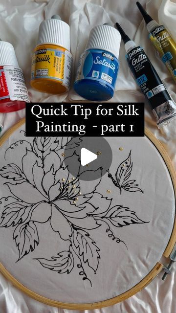 Dry Brush Painting On Fabric, Fabric Paint Designs Fabric Paint Designs Patterns, Silk Fabric Painting Tutorials, How To Use Fabric Paint, Outline For Painting, How To Print, Silk Painting Ideas Patterns, Fabric Painting With Embroidery, Silk Colors Fabrics