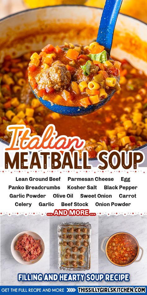 Italian meatball soup Easy Italian Meatballs, Italian Meatball Soup, Meatball Soup Recipes, Mom Breakfast, Italian Meatball, Tomato Broth, Meatball Soup, Homemade Meatballs, Italian Meatballs