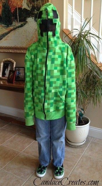 DIY Minecraft Shoes - Candace Playforth Minecraft Creeper Hoodie, Minecraft Shoes, Creeper Hoodie, Creeper Costume, Minecraft Hoodie, Minecraft Backpack, Minecraft Outfits, Minecraft Costumes, Minecraft Gifts