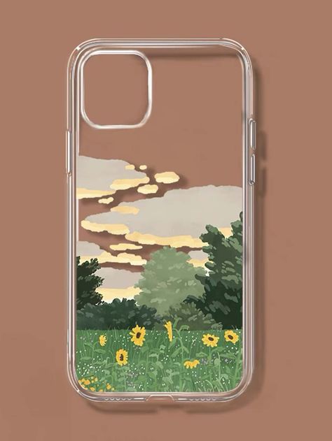 Multicolor    TPU Floral Phone Cases    Phone/Pad Accessories Yellow Phone Case Painting, Clear Phonecase Paintings Aesthetic, Clear Case Painting Ideas, Diy Clear Phone Case Ideas Paint, Phone Cases Customize, Phone Case Design Ideas Paint, Phone Cover Art Design, Custom Phone Case Ideas Paint, Acrylic Painting Phone Case