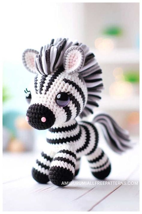 Crochet Zebra Amigurumi Free Pattern - Free Crochet Patterns Free Zebra Crochet Pattern, Crochet Zebra Pattern, Crochet Zebra, Amigurumi Octopus, Crochet Star Patterns, Disney Crochet Patterns, Crochet Amigurumi Patterns, Doll Amigurumi Free Pattern, Stuff Animals