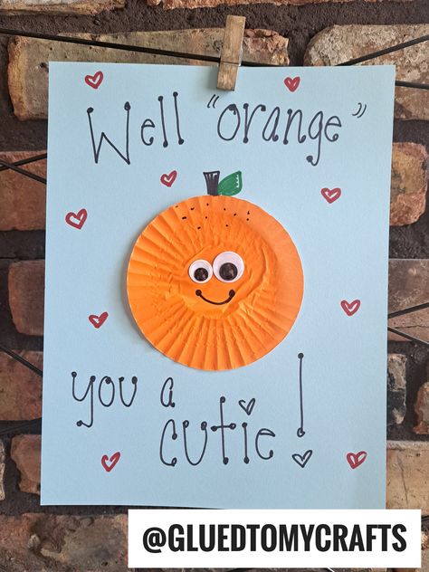 Cupcake Liner Orange Cutie Card Colorful Preschool Crafts, Crafts For The Color Orange, Orange Infant Crafts, Fruit Craft Preschool, Red And Orange Crafts For Toddlers, Preschool Orange Crafts, Theme Weeks For Preschool, Simple Art For Toddlers, Fruit Crafts For Infants