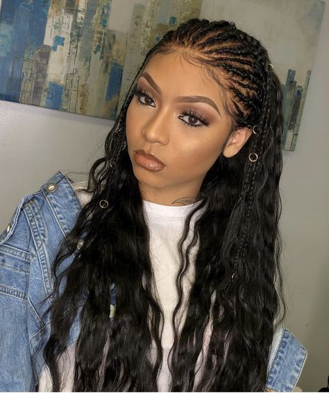 Half Up And Half Down Braids, Hispanic Braided Hairstyles, Braided Hairstyles For Latina Women, Avatar Braids, Braids In The Front Curls In The Back, Half Braided Hairstyles Curly Hair, Braids For Hispanic Women, Latina Braids Hairstyles, Hairstyles For Black Women Color