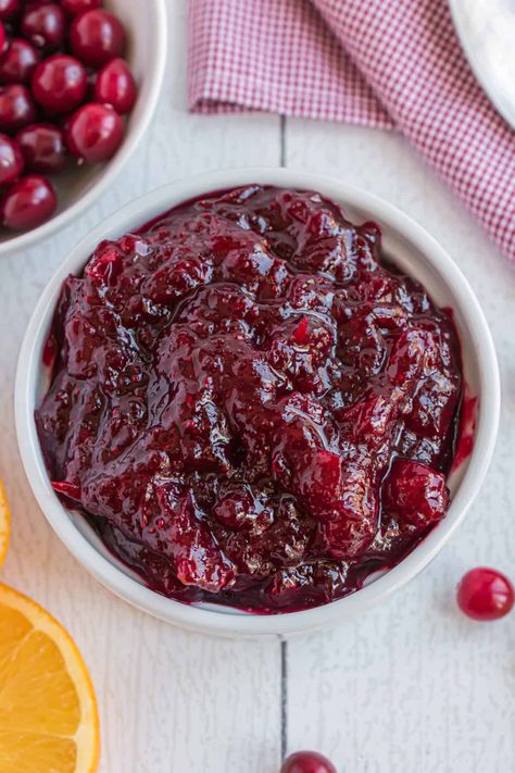 Easy Homemade Cranberry Sauce Recipe - Shugary Sweets Cranberry Sauce Recipe Easy, Spicy Cranberry Sauce, Orange Sauce Recipe, Cranberry Sauce Thanksgiving, Fresh Cranberry Sauce, Best Cranberry Sauce, Easy Cranberry Sauce, Chunky Chef, Sweet Savory Recipes