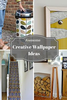 Creative wallpaper ideas- An awesome roundup of creative ways to use wallpaper in your home, other than on walls. Creative Wallpaper Ideas, Homemade Wallpaper, Diy Remodeling, Wallpaper Crafts, Wallpaper Project, Wallpaper Furniture, Diy Wallpaper, Diy Decorating, Contact Paper