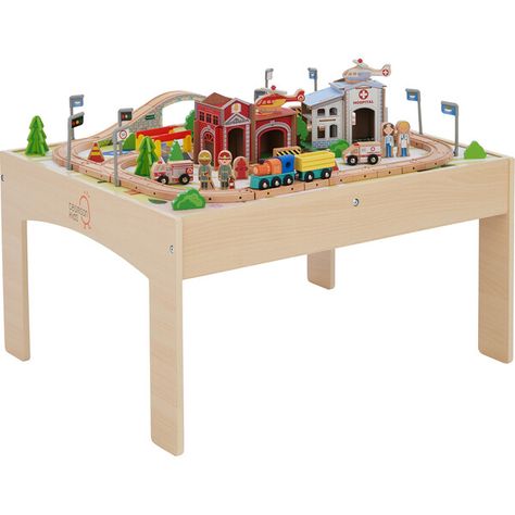 Discover the Preschool Play Lab Toys Country Train and Table Set, Wood from Teamson Kids. Shop Vehicles & Trains and more from Maisonette's curated selection. Kids Train Table, Wooden Train Table, Train Set Table, Preschool Play, Kids Play Table, Lab Activities, Train Table, Wooden Train Set, Set Table