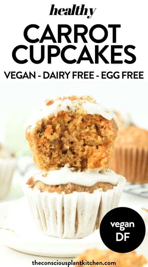 These easy vegan carrot cake cupcakes are incredibly moist and flavorful with cinnamon, nutmeg, crunchy pecans and delicious coconut cream frosting. The perfect vegan breakfast muffin for anytime of the year. Vegan Frosting Recipe, Vegan Carrot Cake Muffins, Sweet Potato Frosting, Vegan Carrot Cake Cupcakes, Vegan Breakfast Muffins, Vegan Carrot Cake Recipe, Coconut Cream Frosting, Vegan Carrot Cake, Vegan Frosting