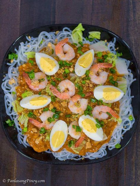 Pancit Palabok Recipe, Palabok Recipe, Pancit Palabok, Biko Recipe, Filipino Noodles, Pancit Recipe, Asian Dish, Flavorful Shrimp, Panlasang Pinoy