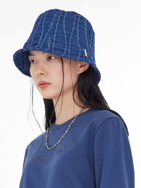 Bucket Hat Ideas, Bucket Hat Outfit, Blue Bucket Hat, Denim Bucket Hat, Lagoona Blue, Hat Ideas, Blue Hat, Outfits With Hats, Runway Collection