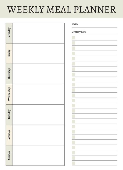 Weekly Meal Planner Free Google Docs Template - gdoc.io Thanksgiving Grocery List, Weekly Meal Plan Template, Weekly Menu Template, Free Planner Templates, Meal Plan Grocery List, Monthly Meal Planner, Resignation Letters, Online Planner, Google Doc