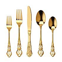 Check this out! Rose Gold Cutlery, Gold Silverware, Black Cutlery, Gold Cutlery Set, Gold Cutlery, Gold Flatware, Eating Utensils, Stainless Steel Flatware, Serving Set