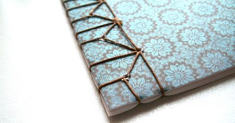 Lbforgues (Papercrafts): Japanese Stab Binding: Hemp Leaf Pattern Stab Binding, Japanese Stab Binding, Japanese Binding, Handmade Sketchbook, Bookbinding Tutorial, Binding Tutorial, Hemp Leaf, Shell Pattern, Handmade Book