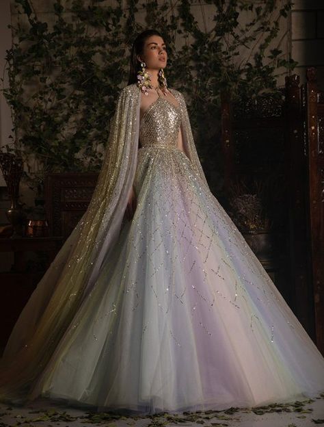 #wedluxe #wedluxemagazine #georgeshobeika #rainbow #sequin #gold #dramatic #ballgown #hautecouture Starfall Ball, Slytherin Style, Dress References, Auli'i Cravalho, Haute Couture Gowns, Amazing Dresses, Georges Hobeika, Fantasy Gowns, Black Gown