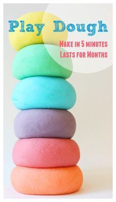 MAKE this PLAY DOUGH in 5 minutes! It is easy and cheap and lasts for months in the fridge! Silly Putty, Playdough Recipe, Homemade Playdough, Toddler Snacks, Toddler Fun, Play Dough, Childrens Crafts, Play Doh, Summer Crafts