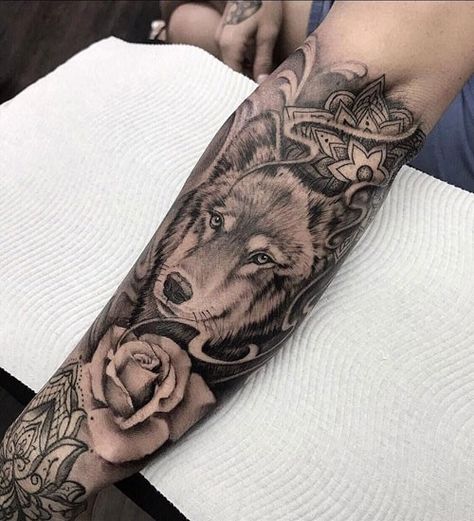 Lion Sleeve, Wolf Tattoos For Women, Floral Tattoo Shoulder, Wolf Tattoo Sleeve, Pink Tattoo, Tattoos For Women Half Sleeve, Forearm Sleeve Tattoos, Cat Tattoos, Wolf Tattoo Design