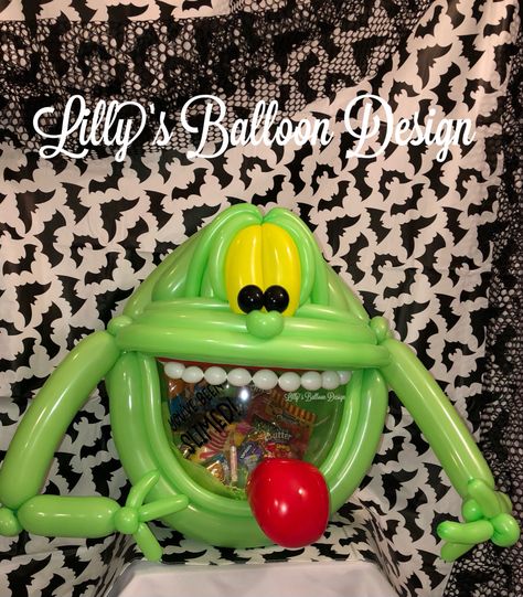 Slimer Balloon, Balloon Diy Crafts, Halloween Wraps, Halloween Bouquet, Ghostbusters Birthday Party, Halloween Balloons Decorations, Ghostbusters Slimer, Baloon Art, Balloon Halloween