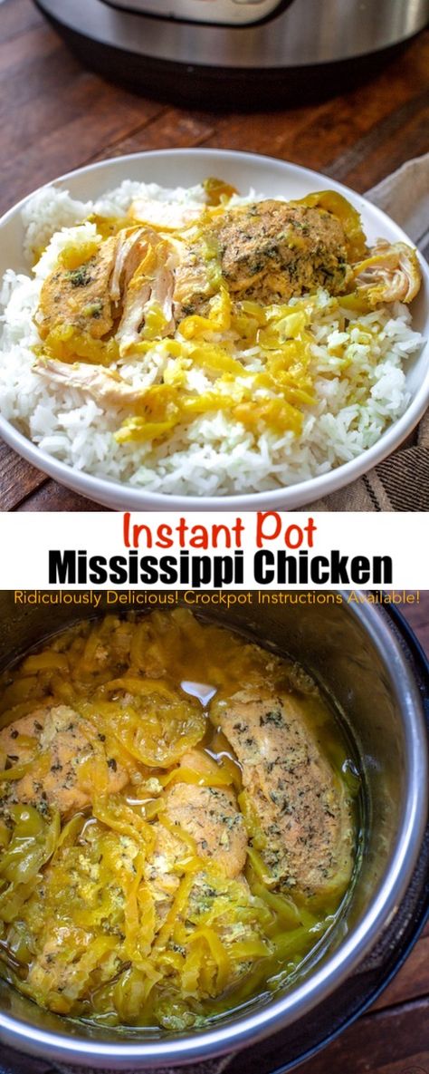 image of Mississippi chicken in an instant pot from alyona's cooking Crockpot Chicken Breasts, Instant Pot Mississippi Chicken, Recipes With Banana Peppers, Dry Ranch Mix, Mississippi Chicken, Ranch Mix, Mississippi Pot Roast, Instant Pot Recipes Chicken, Instant Pot Dinner Recipes