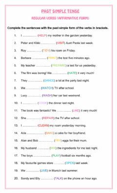 PAST SIMPLE TENSE - regular verbs (affirmative) Language: English Grade/level: 6th year School subject: English as a Second Language (ESL) Main content: Past tenses Other contents: regular verbs Past Tense Ed Worksheets, Simple Past Tense Worksheet Grade 3, Past Present And Future Tense Worksheets, Past Perfect Tense Exercises, Present Perfect Tense Exercises, Present Past Future Simple Tenses Worksheets, Simple Present Past Future Tense Worksheet, Nouns Exercises, Simple Past Tense Worksheet