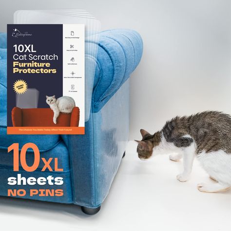 KatSupreme Anti Cat Scratch Furniture Protector - Clear Double Sided Deterrent Tapes, Couch Protector, Residue Free - 8XL She Cat Proof Couch, Cat Deterrent, Cat Scratching Furniture, Cat Couch, Bubble Fun, Cat Proofing, Couch Protector, Furniture Scratches, Cat Scratch