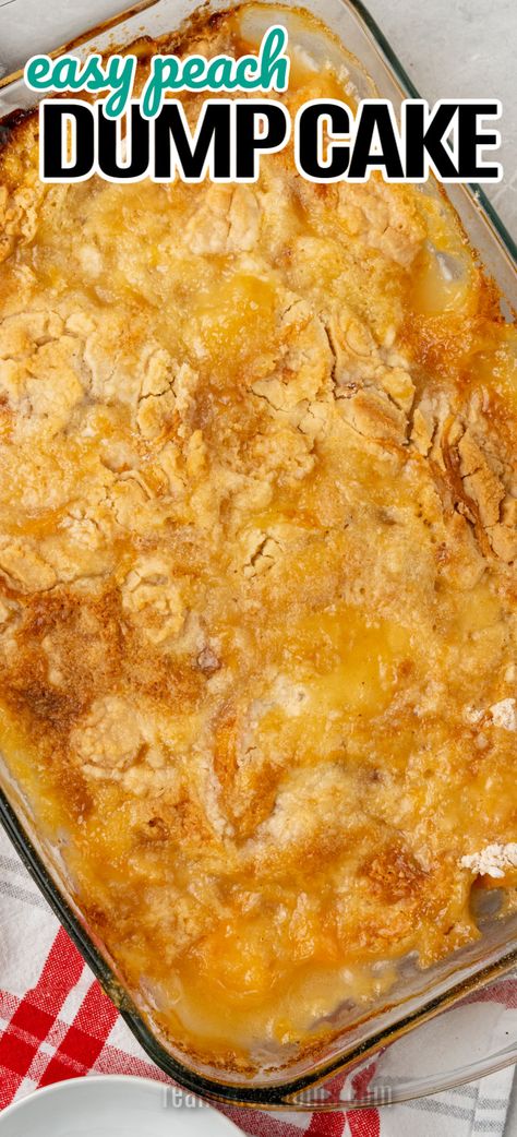 Dump Cake With Peaches, Peach Jello Dump Cake, Sun Kissed Peach Cake, Peach Pie Dump Cake, 3 Ingredient Peach Cobbler Dump Cake, Peach Yum Yum Dessert, Apple Peach Dump Cake, Peach Pie Filling Cake Mix Recipe, Peach Cobbler Dump Cake Frozen Peaches