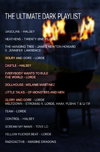 If there's any other suggestions for similar songs, please add it in a comment. #music #songs #dark #playlist #indie #alternative #halsey #lorde #rock #pop Alternative Songs Playlists, Book Inspired Playlist, Dystopian Songs, Dark Feminine Playlist, Alternative Music Playlist, Witchy Playlist, Rock Songs Playlist, Alternative Playlist, Indie Rock Aesthetic