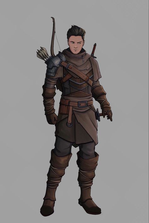 Male Ranger Character Art, Dnd Archer Male, Archers Armor, Fantasy Archer Male, Human Ranger Dnd Male, Grimoire Book Fantasy Art, Swarmkeeper Ranger Dnd, Dnd Ranger Outfit, Ranger Dnd Male