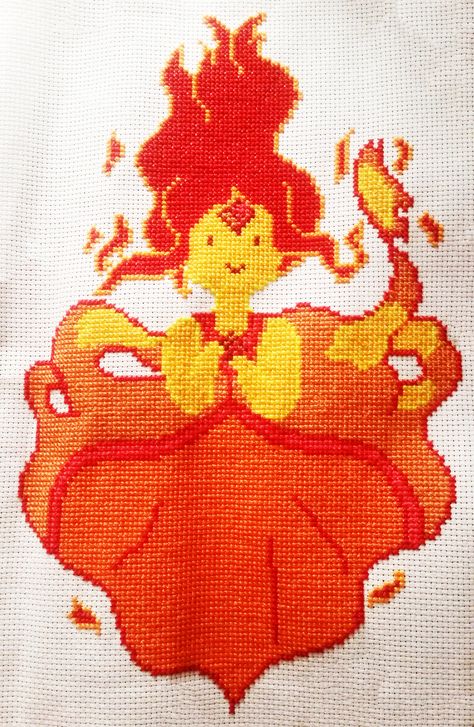 Flame Princess Pixel Art, Adventure Time Embroidery, Adventure Time Cross Stitch, Adventure Time Crochet, Pokemon Cross Stitch Patterns, Pokemon Cross Stitch, Geek Diy, Cross Stitch Modern, Anime Embroidery