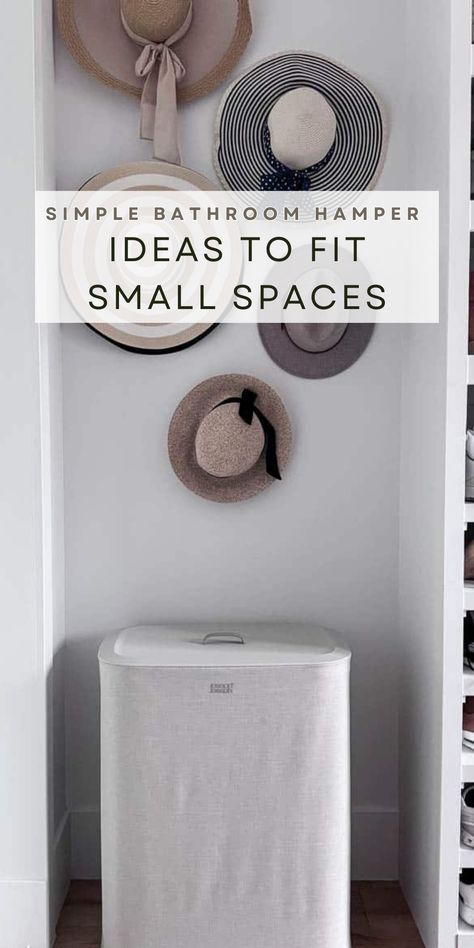 Small laundry room basket ideas for your space. Head over to my blog for more info! Laundry Basket For Bathroom, Laundry Basket Small Bathroom, Laundry Storage Ideas Bedroom, Small Bathroom Laundry Basket, Laundry Basket Ideas For Bathroom, Small Space Laundry Basket, Ideas For Laundry Baskets, Small Space Hamper Ideas, Laundry Basket Small Space