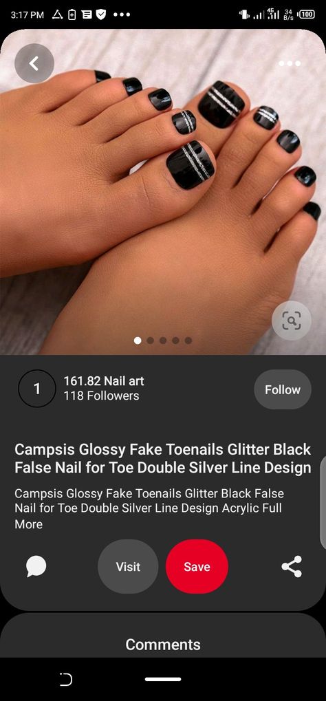 White Toe Nail, Toenail Colors, Silver Toes, Toes Ideas, Black Toes, Fake Toenails, Simple Nail, Toe Nail Designs, Toe Nail Art