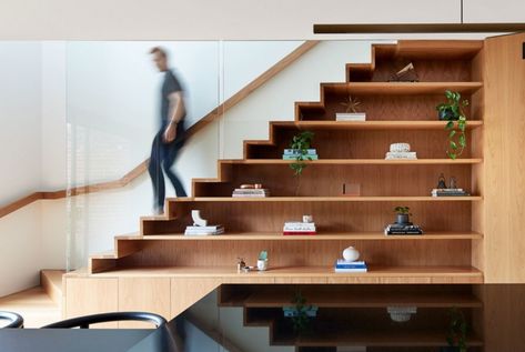 Stair Shelves, Staircase Storage, Stairs Design Modern, Home Stairs Design, Understairs Storage, Interior Stairs, Stair Storage, House Stairs, Under Stairs