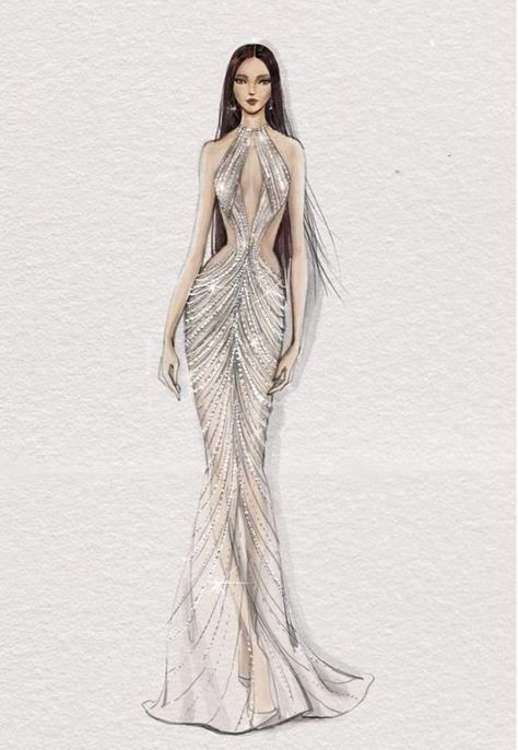 Evening Gown Sketch, Fashion Design Inspiration, Fashion Illustration Tutorial, Fashion Design Books, Fashion Figure Drawing, Fashion Illustration Sketches Dresses, Fashion Design Collection, Fashion Sketches Dresses, Fashion Drawing Dresses