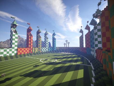 Quidditch pitch - the universe of Harry Potter! Minecraft Project Hogwarts Minecraft, Quidditch Aesthetic, Kunci Ukulele, Harry Potter Minecraft, Hogwarts Interior, Quidditch Pitch, Harry Potter Rpg, Hogwarts Quidditch, Harry Potter Classroom