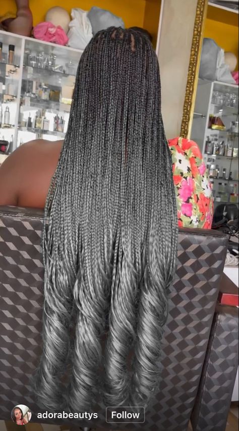 Ombre Gray Box Braids, Grey Braids For Black Women, Salt And Pepper Braids Black Women, Gray Braids, Grey Box Braids, Grey Hair Braids, Grey Hairstyle, Ombre Box Braids, Hair Doos